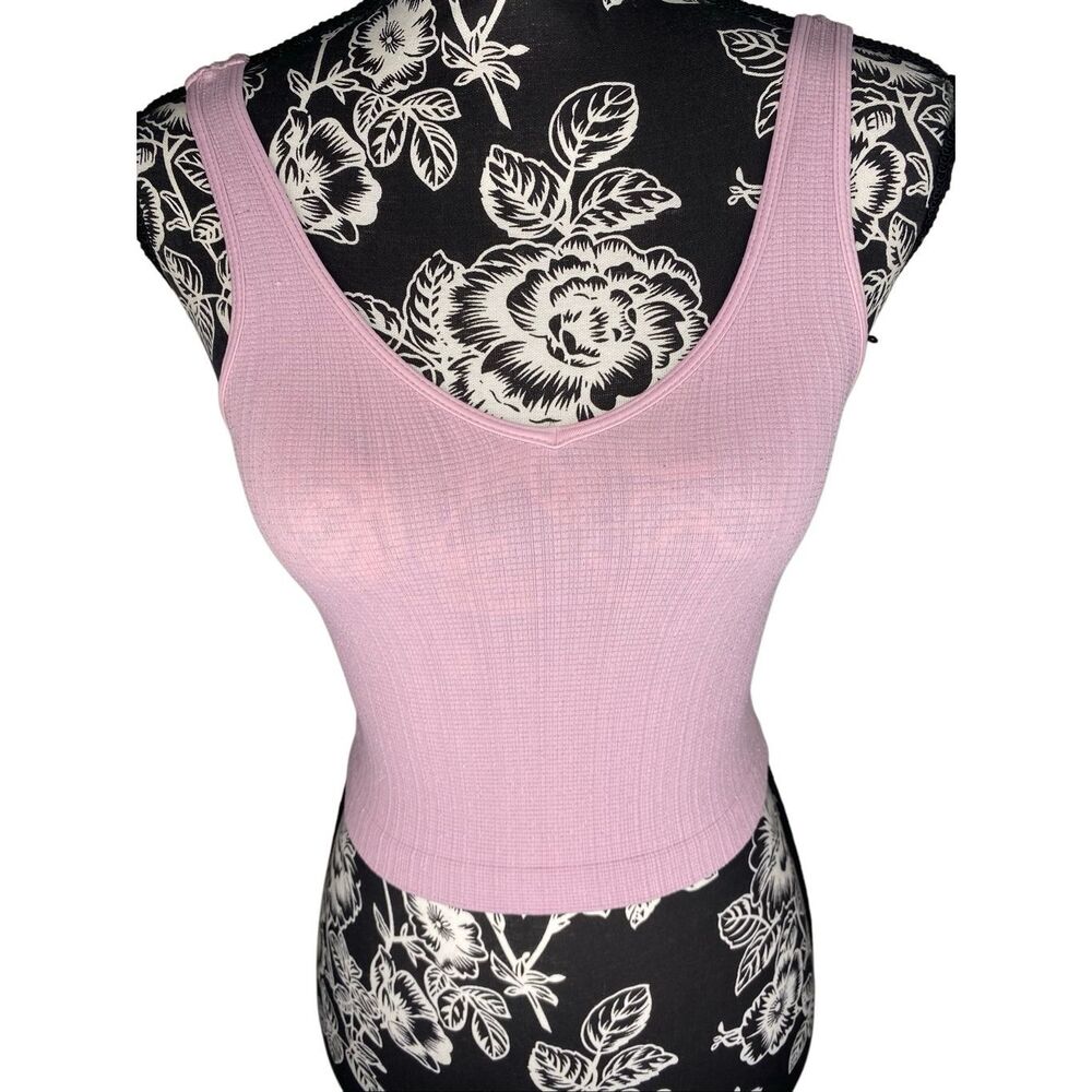Full Tilt Pink Ribbed Crop Tank Top Metallic Thread Y2K Fitted XS S Summer